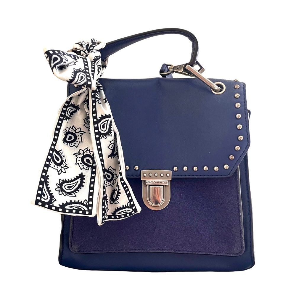 Rebecca Minkoff Navy/Purple Cross Body Studded Messenger Purse with bow